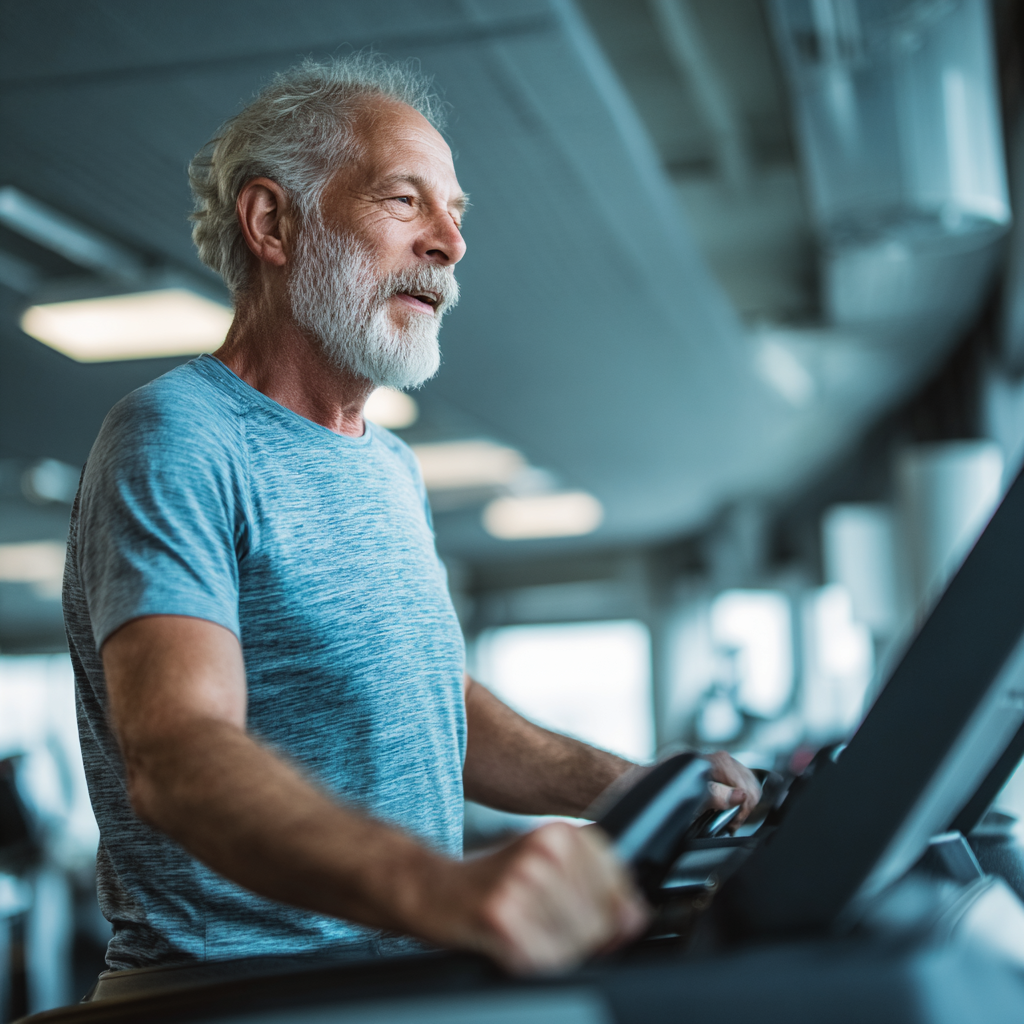 Older adult man showing physical transformation results